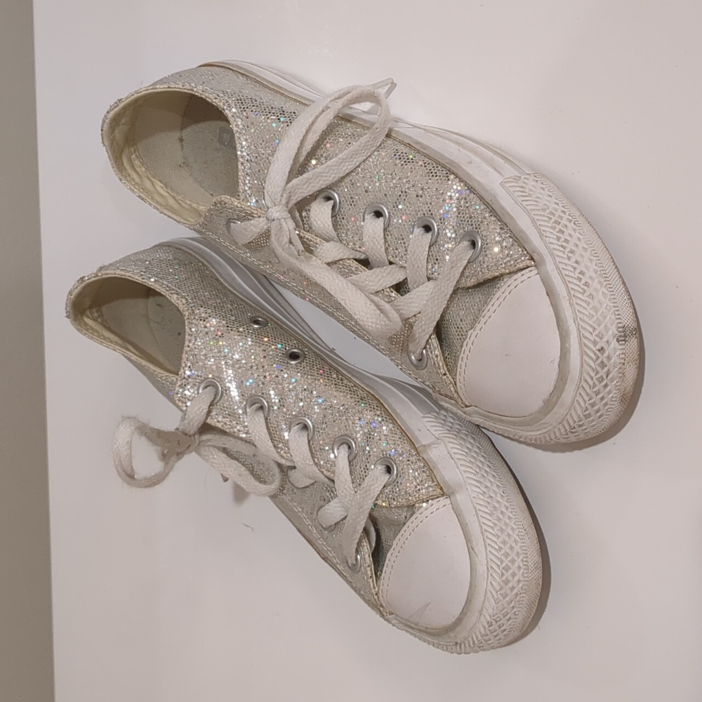 Women's converse all star silver glitter